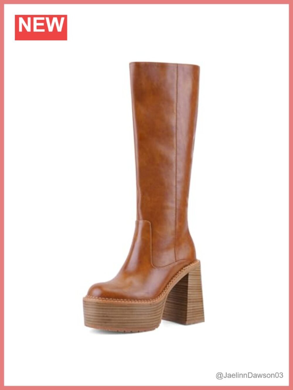 Women's Mid-Calf Platform Boots Square Toe Faux Leather Block Heel Comfortable